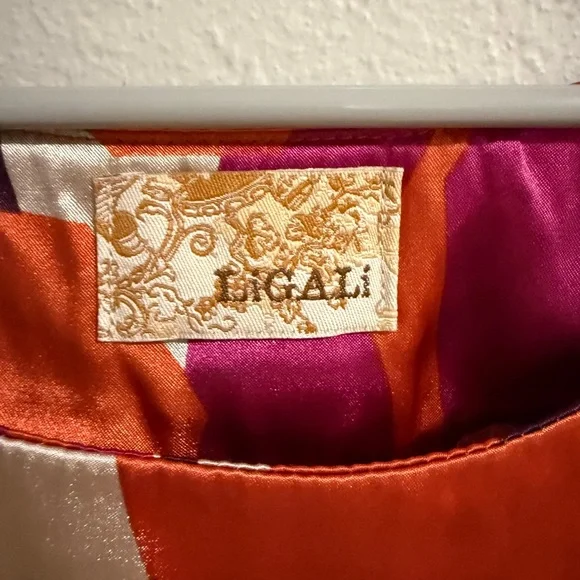 Picadilly Satin Geometric Print Dress Tie Back Multicolor - Picture 3 of 4